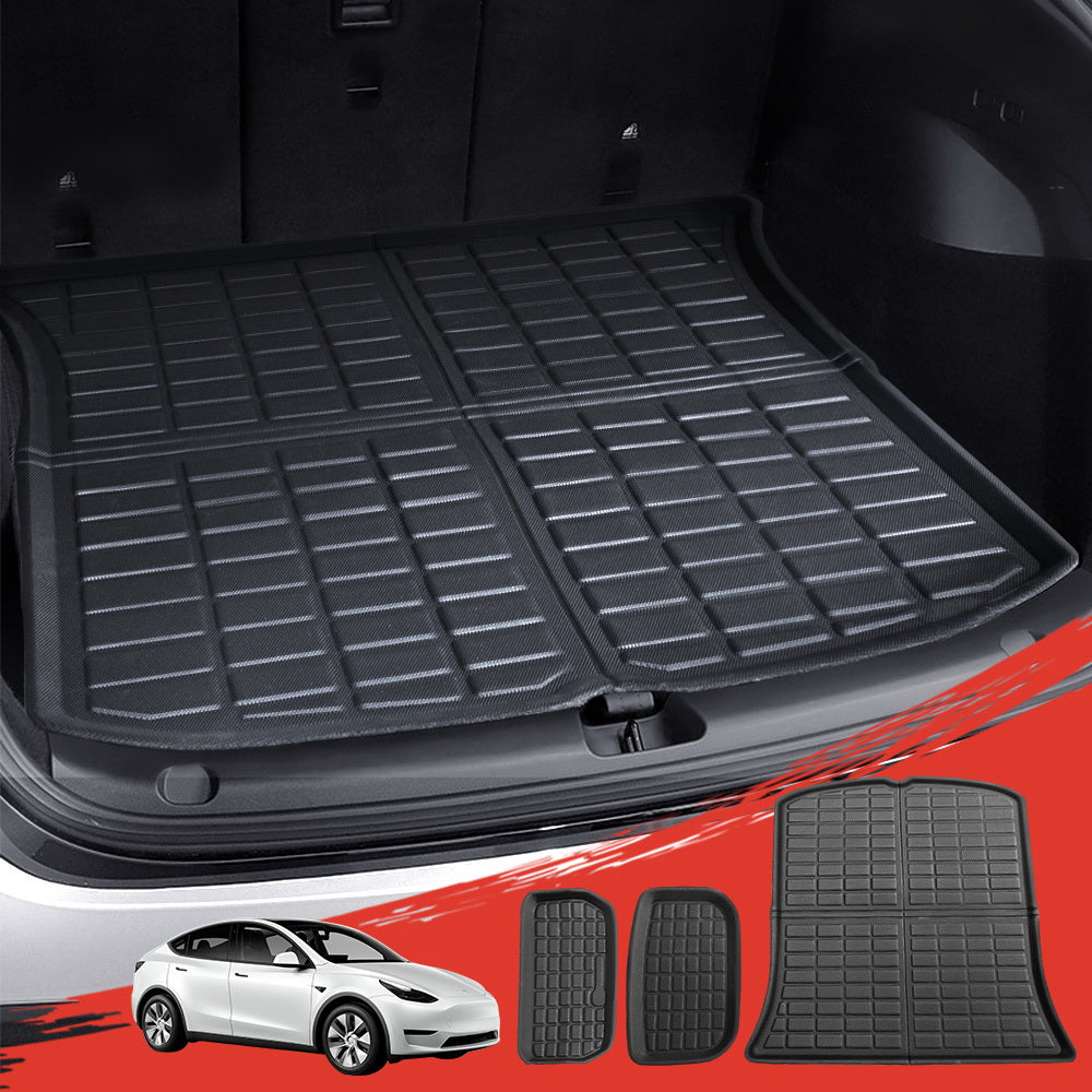 Automotive Decor: Tesla Model Y 2021-2024 Rear Well Front Cargo Trunk Toolbox Boot Liner Floor Mat