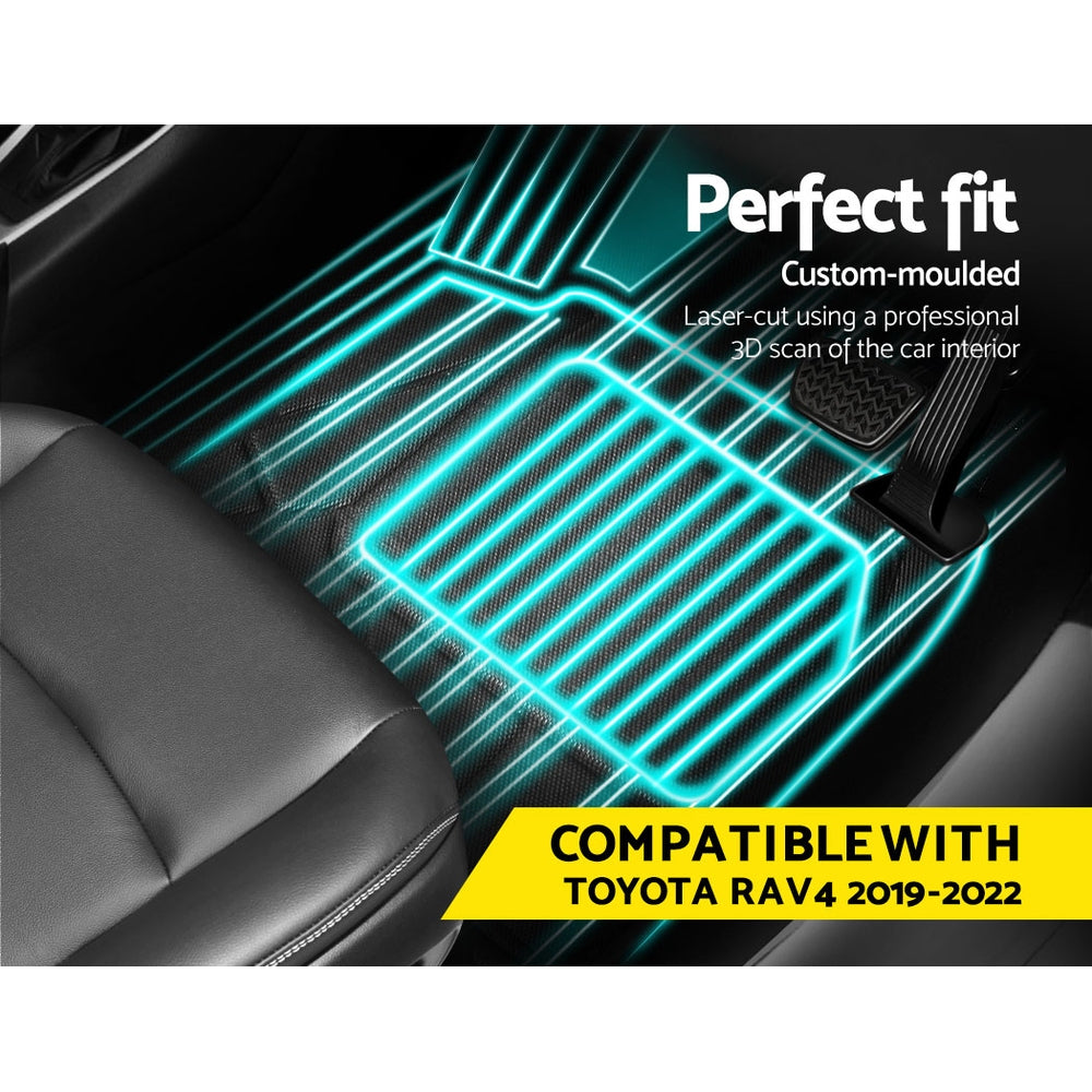 Automotive Decor: Weisshorn Car Rubber Floor Mats Front And Rear Compatible For Toyota RAV4 2019-2022