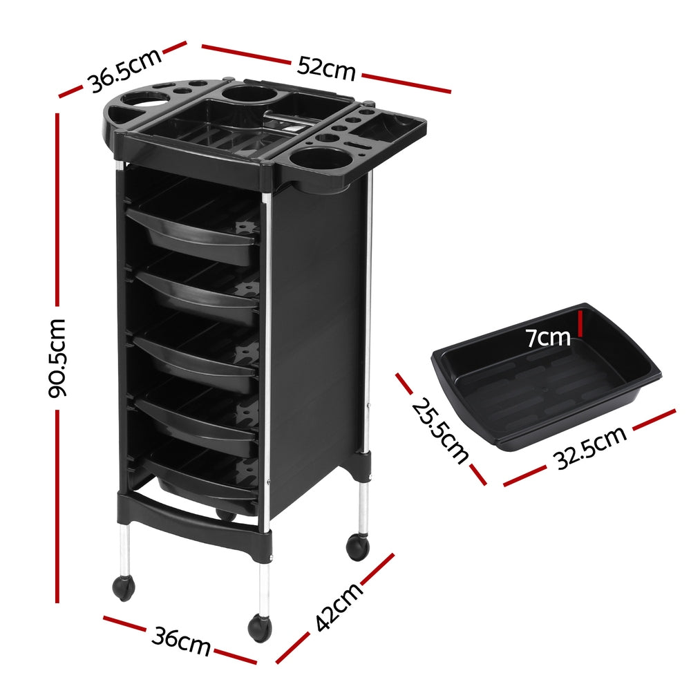 Utility Trolleys: Embellir Salon Trolley Cart Spa Beauty Rolling Tray Hairdressing Storage 6 Tiers