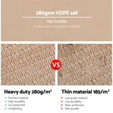 Umbrellas & Sunshades: Instahut Shade Sail 2x4m Rectangle 280GSM 98% Sand Shade Cloth