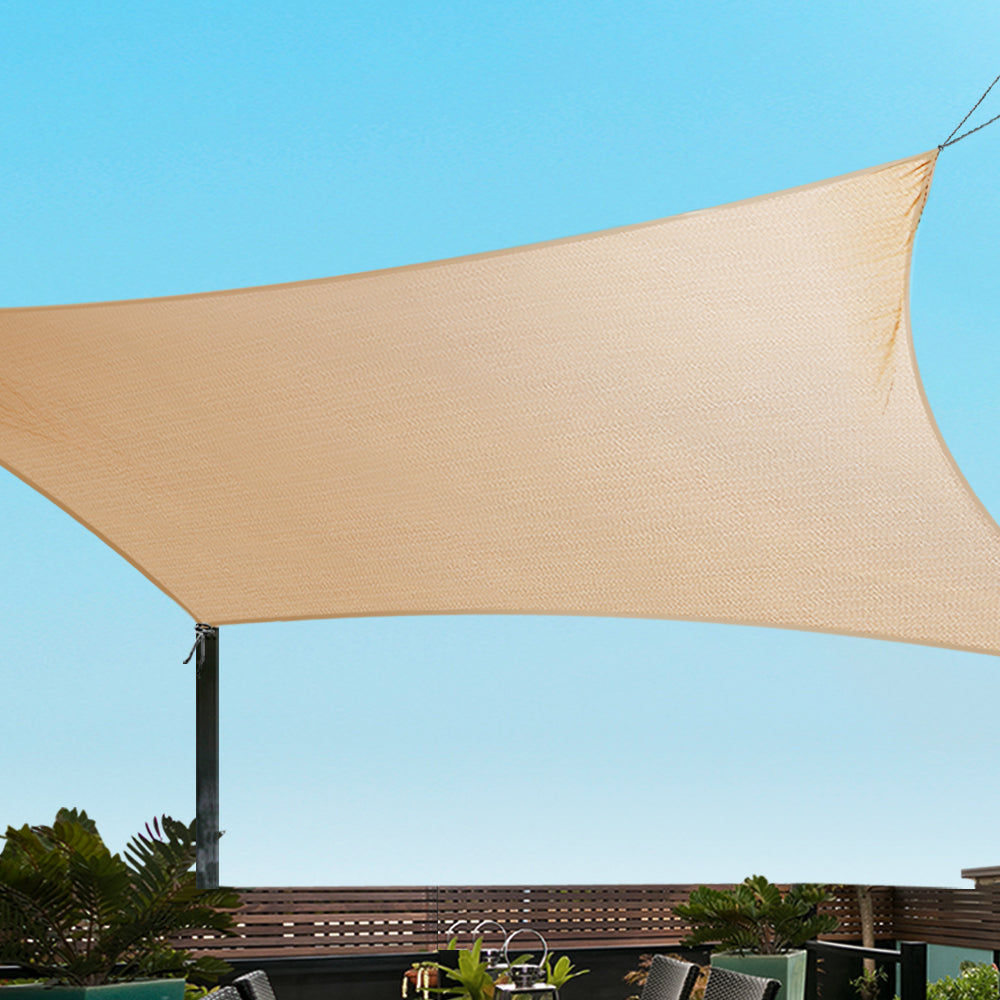 Umbrellas & Sunshades: Instahut Shade Sail 2x4m Rectangle 280GSM 98% Sand Shade Cloth