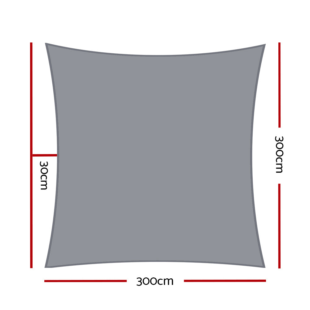 Umbrellas & Sunshades: Instahut Shade Sail 3x3m Square 280GSM 98% Grey Shade Cloth