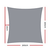 Umbrellas & Sunshades: Instahut Shade Sail 3x3m Square 280GSM 98% Grey Shade Cloth