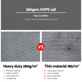 Umbrellas & Sunshades: Instahut Shade Sail 3x3m Square 280GSM 98% Grey Shade Cloth