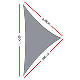 Umbrellas & Sunshades: Instahut Shade Sail 3x3x4.3m Triangle 280GSM 98% Grey Shade Cloth