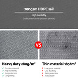 Umbrellas & Sunshades: Instahut Shade Sail 3x3x4.3m Triangle 280GSM 98% Grey Shade Cloth