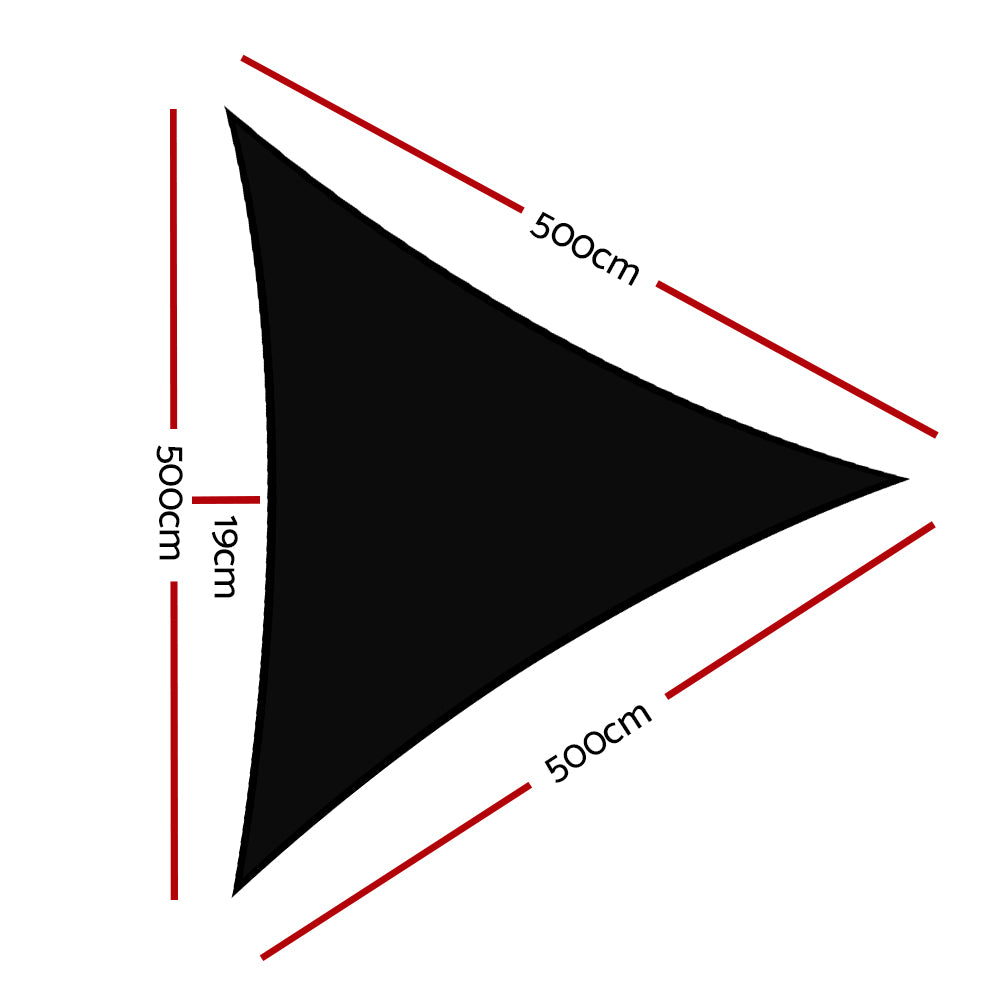 Umbrellas & Sunshades: Instahut Shade Sail 5x5x5m Triangle 280GSM 98% Black Shade Cloth