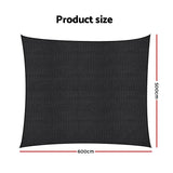 Instahut Sun Shade Sail Cloth 98% UV Block Outdoor Canopy Rectangle 5X6M Black
