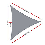 Umbrellas & Sunshades: Instahut Shade Sail 6x6x6m Triangle 280GSM 98% Grey Shade Cloth