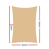 Umbrellas & Sunshades: Instahut Shade Sail 3x6m Rectangle 185GSM 95% Sand Shade Cloth