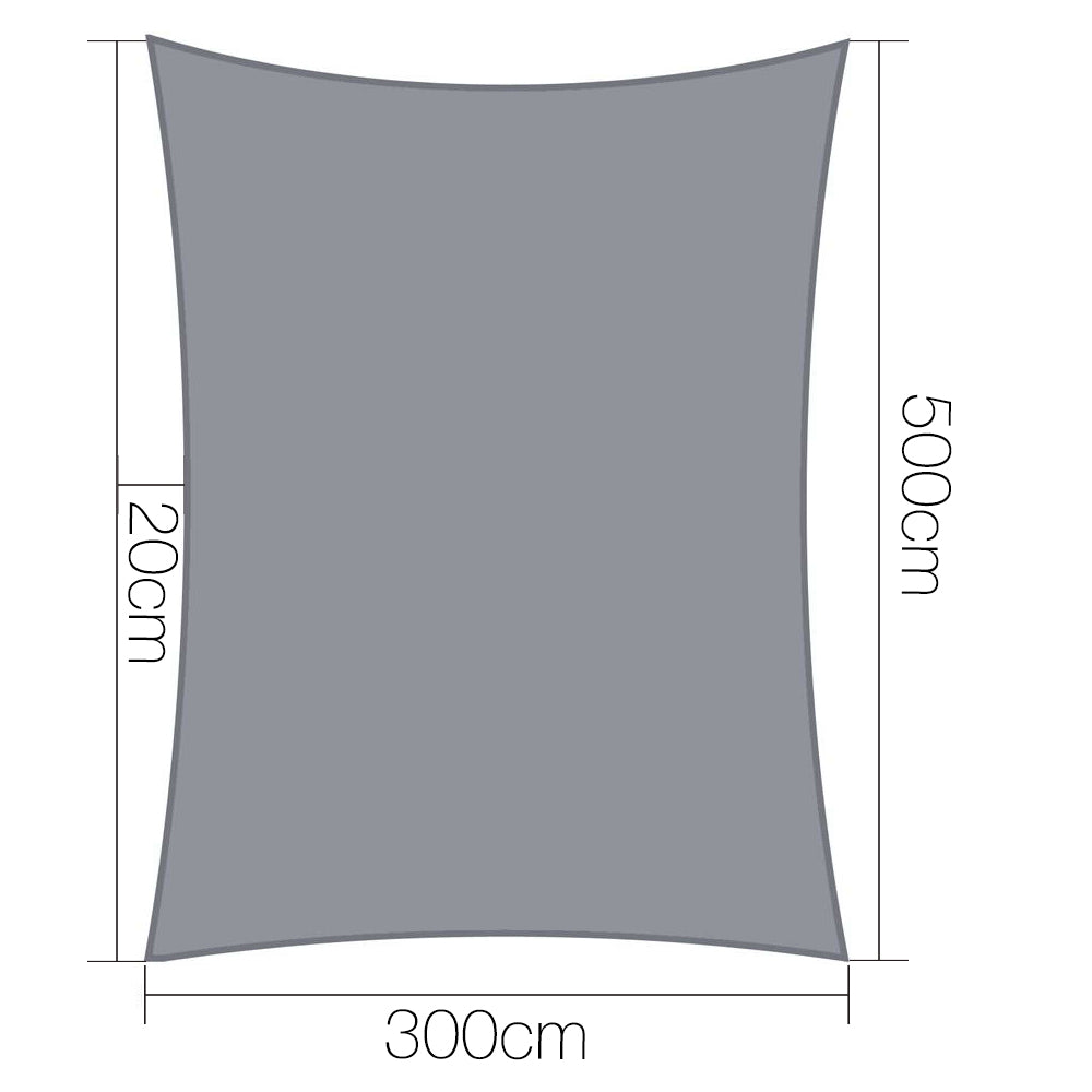 Umbrellas & Sunshades: Instahut Shade Sail 3x5m Rectangle 280GSM 98% Grey Shade Cloth