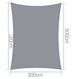 Umbrellas & Sunshades: Instahut Shade Sail 3x5m Rectangle 280GSM 98% Grey Shade Cloth