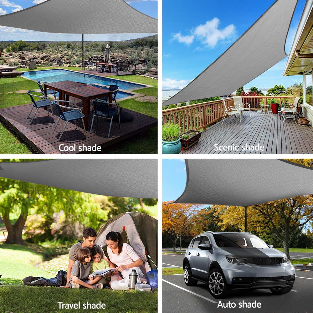 Umbrellas & Sunshades: Instahut Shade Sail 3x5m Rectangle 280GSM 98% Grey Shade Cloth