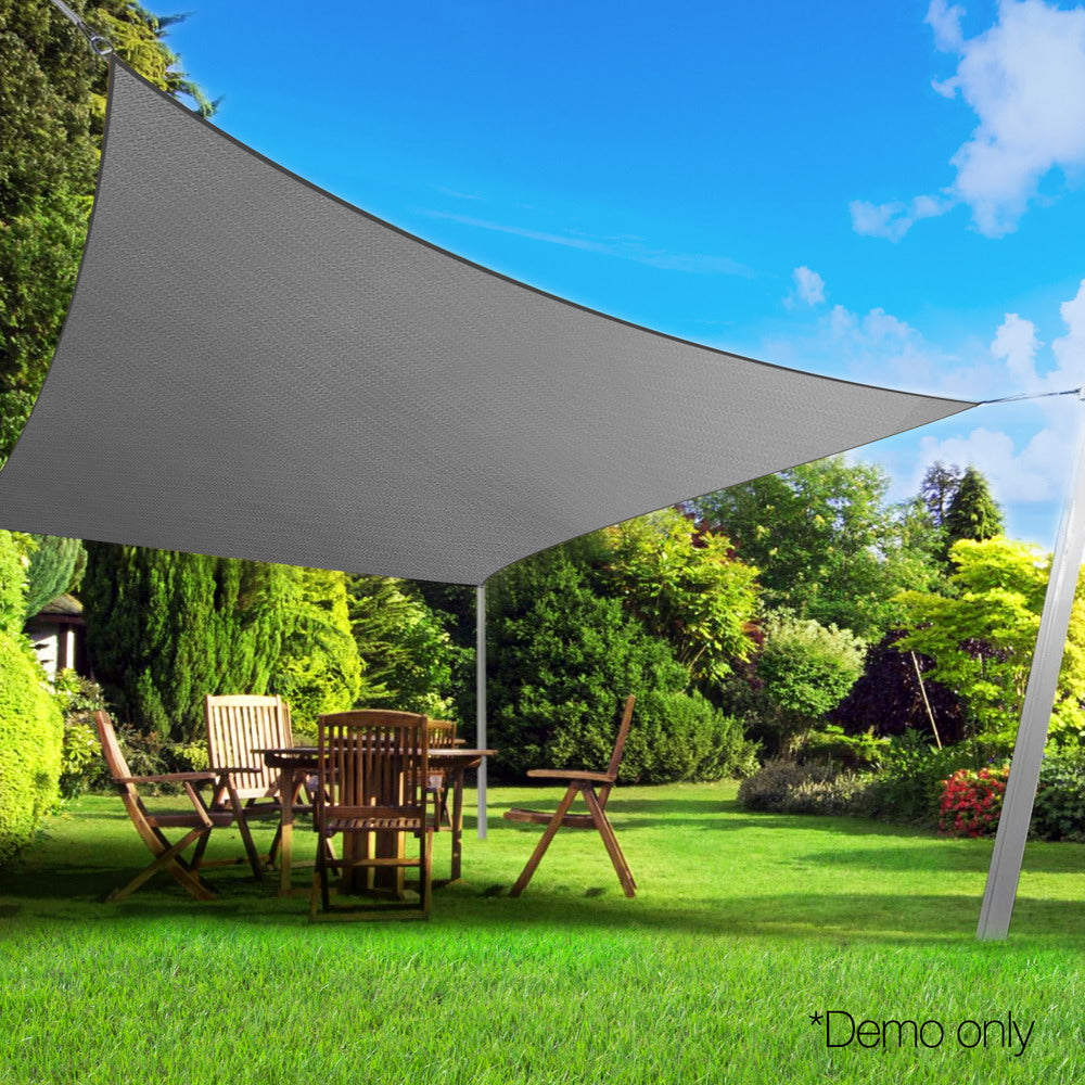 Umbrellas & Sunshades: Instahut Shade Sail 3x5m Rectangle 280GSM 98% Grey Shade Cloth