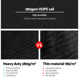 Instahut Shade Sail 3x6m Rectangle 280GSM 98% Black Shade Cloth