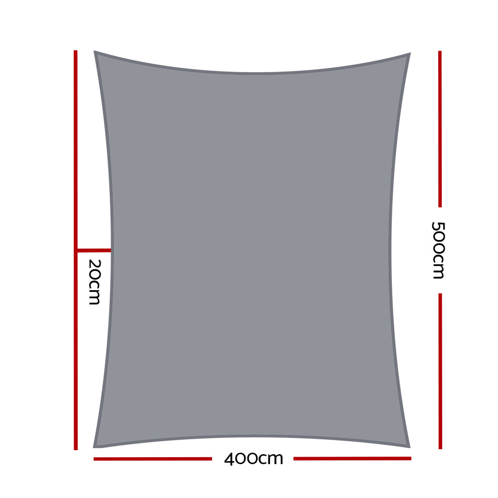 Umbrellas & Sunshades: Instahut Shade Sail 4x5m Rectangle 280GSM 98% Grey Shade Cloth