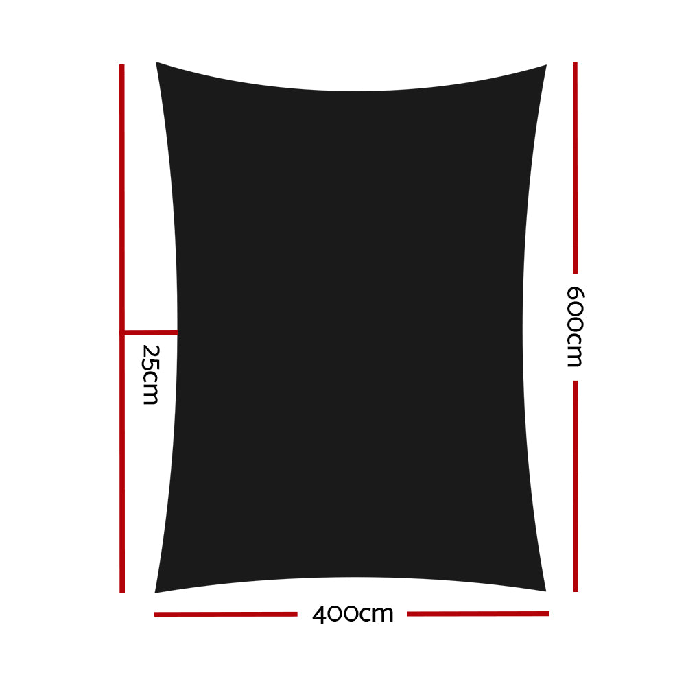 Umbrellas & Sunshades: Instahut Shade Sail 4x6m Rectangle 280GSM 98% Black Shade Cloth