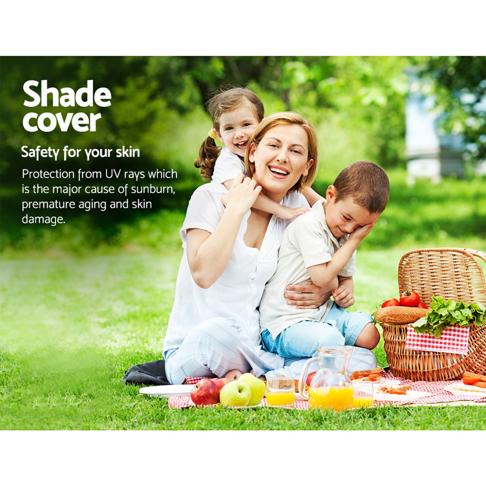 Umbrellas & Sunshades: Instahut Shade Sail 4x6m Rectangle 280GSM 98% Black Shade Cloth