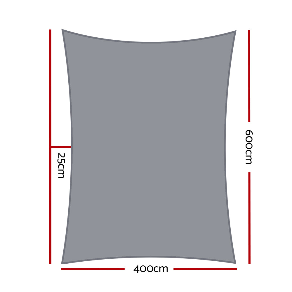 Umbrellas & Sunshades: Instahut Shade Sail 4x6m Rectangle 280GSM 98% Grey Shade Cloth
