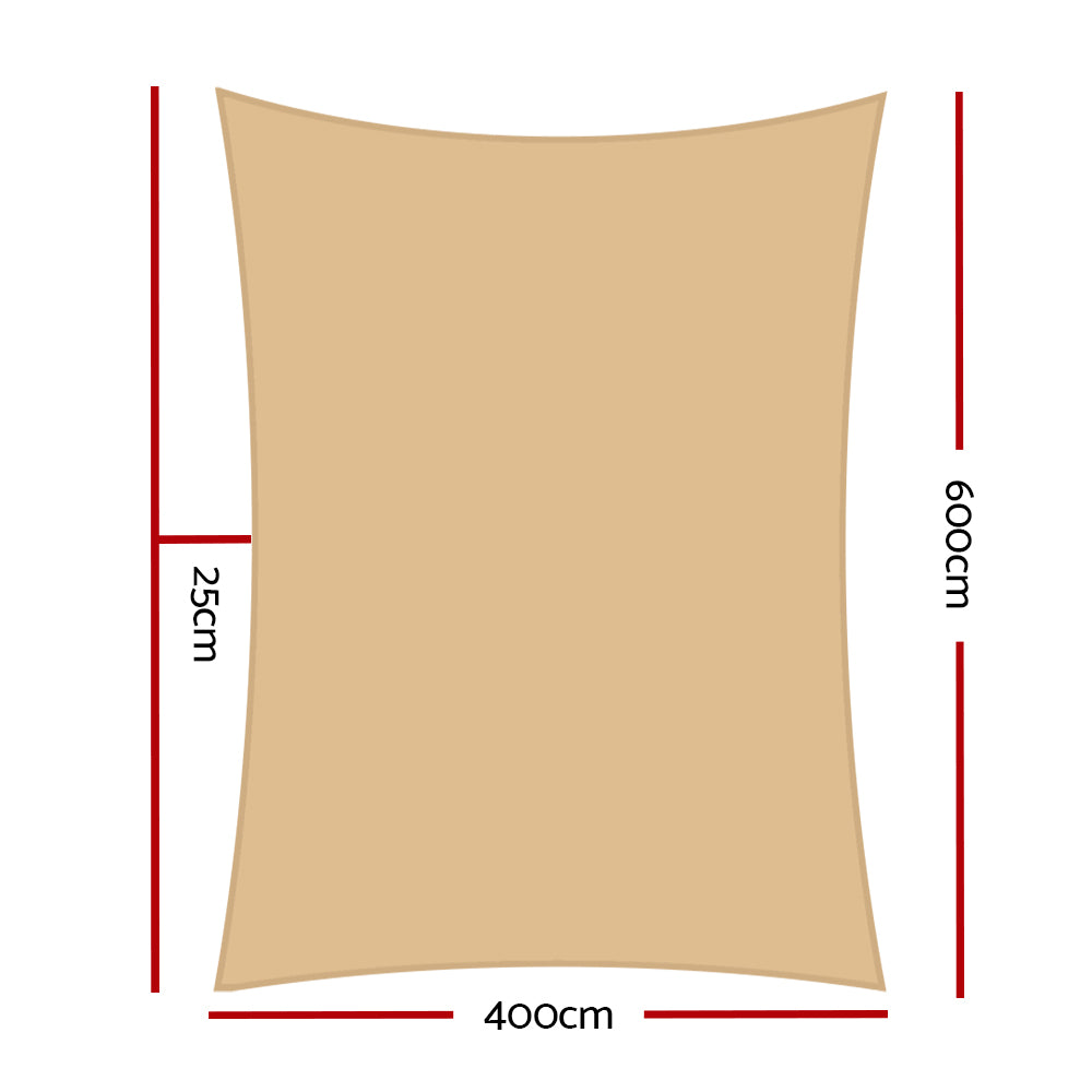 Umbrellas & Sunshades: Instahut Shade Sail 4x6m Rectangle 280GSM 98% Sand Shade Cloth