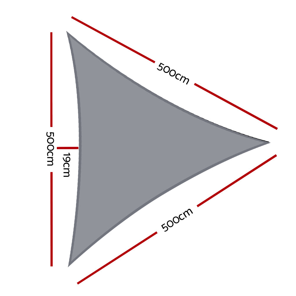 Umbrellas & Sunshades: Instahut Shade Sail 5x5x5m Triangle 280GSM 98% Grey Shade Cloth