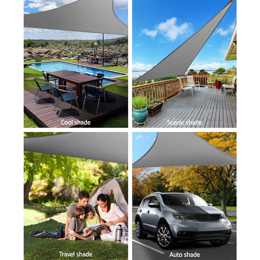 Umbrellas & Sunshades: Instahut Shade Sail 5x5x5m Triangle 280GSM 98% Grey Shade Cloth
