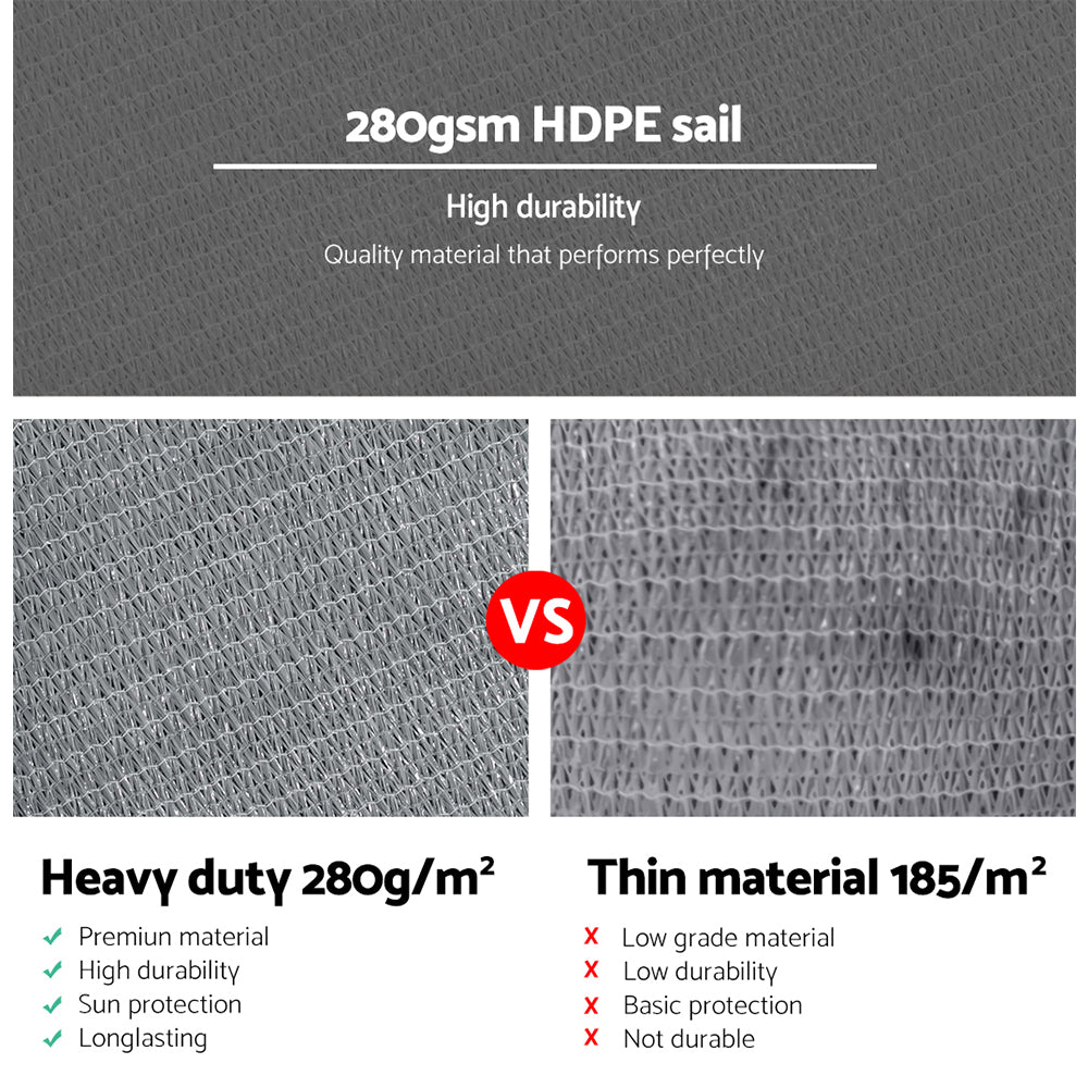 Umbrellas & Sunshades: Instahut Shade Sail 5x5x5m Triangle 280GSM 98% Grey Shade Cloth