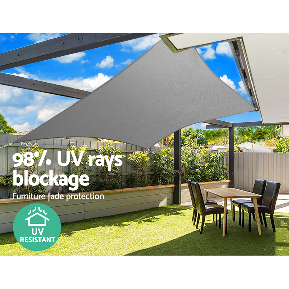Umbrellas & Sunshades: Instahut Shade Sail 5x6m Rectangle 280GSM 98% Grey Shade Cloth