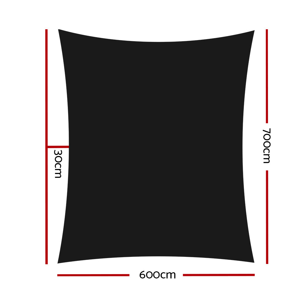 Umbrellas & Sunshades: Instahut Shade Sail 6x7m Rectangle 280GSM 98% Black Shade Cloth