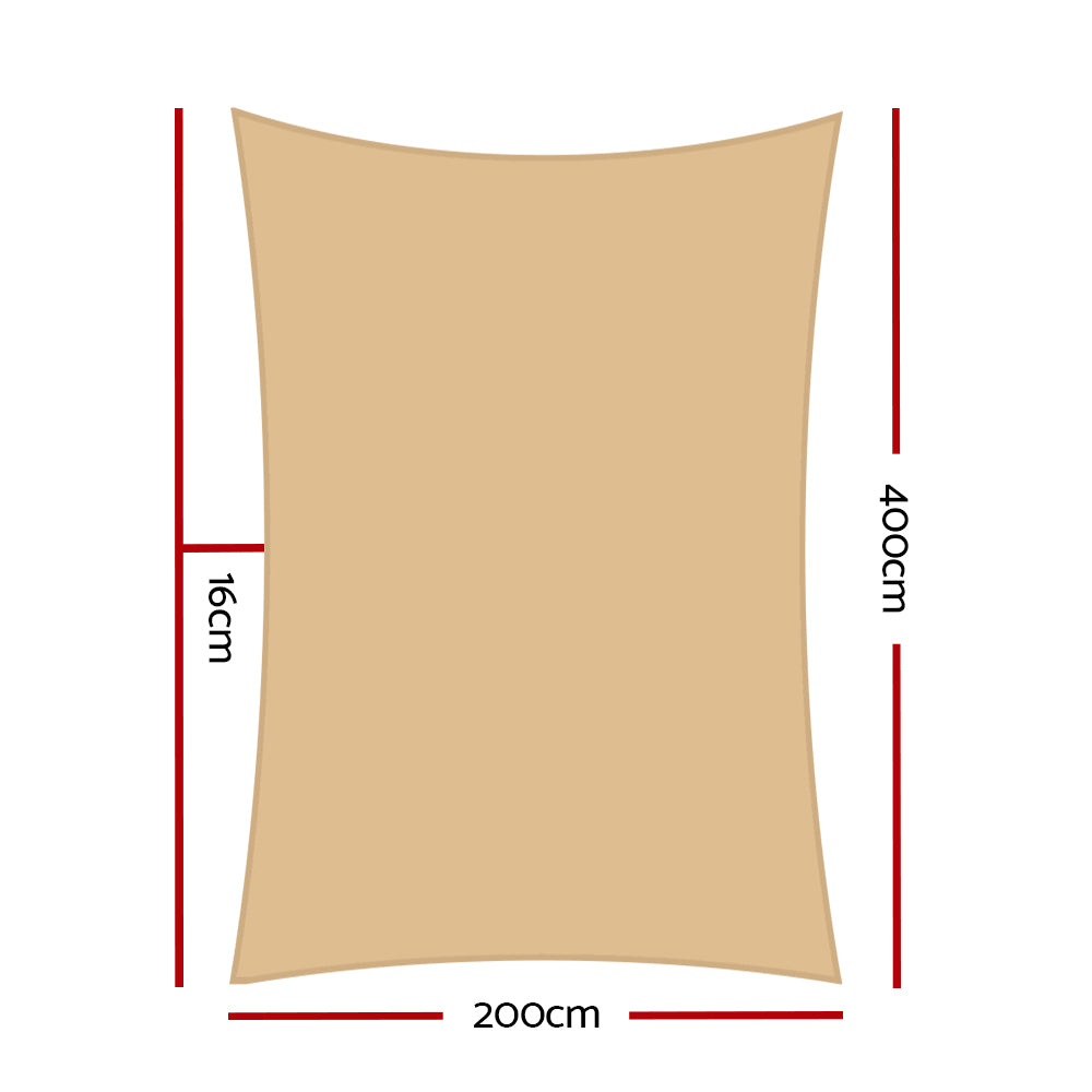 Umbrellas & Sunshades: Instahut Shade Sail 2x4m Rectangle 185GSM 95% Sand Shade Cloth
