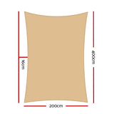 Umbrellas & Sunshades: Instahut Shade Sail 2x4m Rectangle 185GSM 95% Sand Shade Cloth