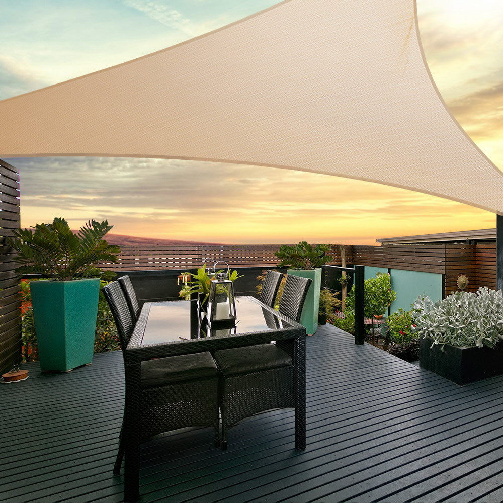 Umbrellas & Sunshades: Instahut Shade Sail 5x5x5m Triangle 185GSM 95% Sand Shade Cloth