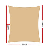 Umbrellas & Sunshades: Instahut Waterproof Shade Sail 3x4m Rectangle Sand 95% Shade Cloth