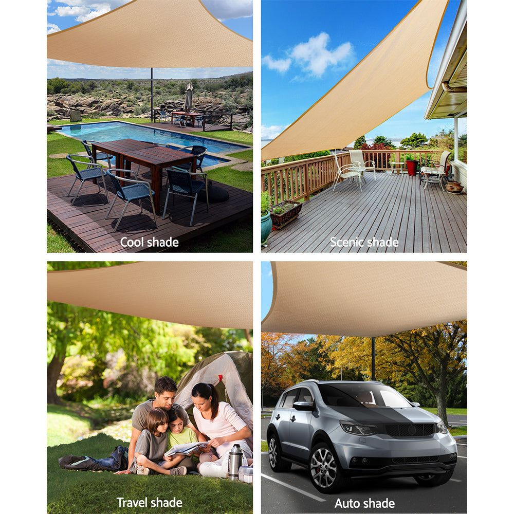 Umbrellas & Sunshades: Instahut Waterproof Shade Sail 3x5m Rectangle Sand 95% Shade Cloth