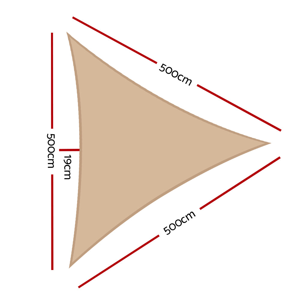 Umbrellas & Sunshades: Instahut Waterproof Shade Sail 5x5x5m Rectangle Sand 95% Shade Cloth