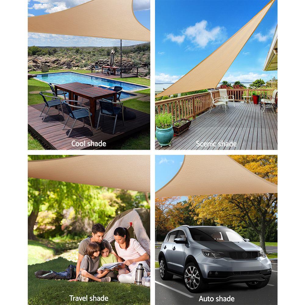 Umbrellas & Sunshades: Instahut Waterproof Shade Sail 5x5x5m Rectangle Sand 95% Shade Cloth