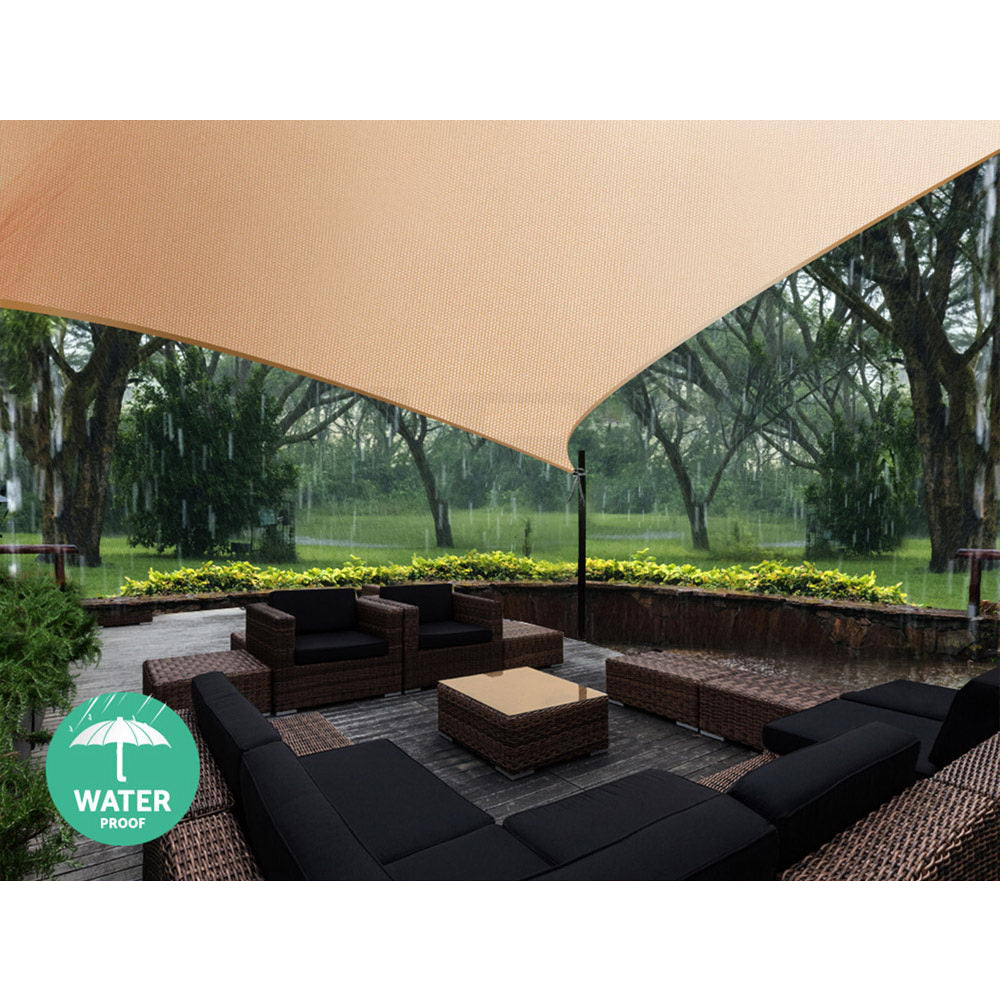 Umbrellas & Sunshades: Instahut Waterproof Shade Sail 5x5x5m Rectangle Sand 95% Shade Cloth