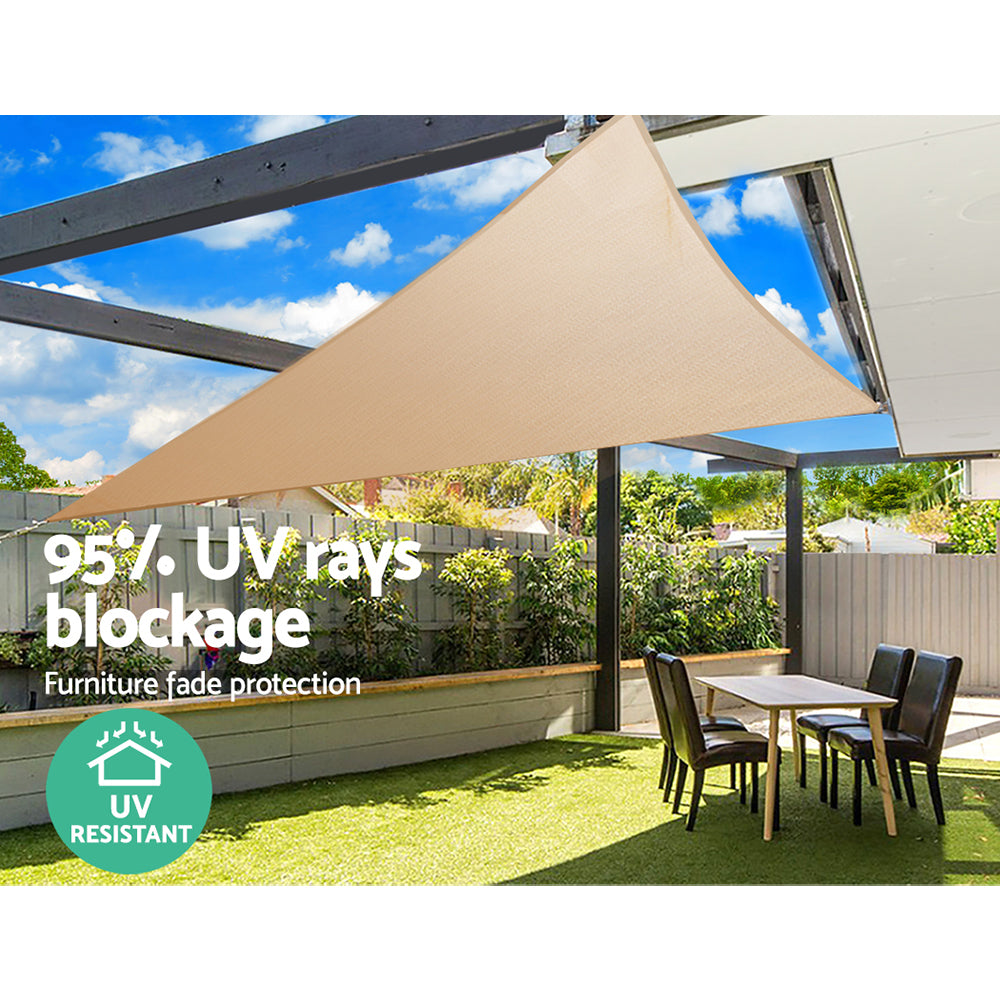 Umbrellas & Sunshades: Instahut Waterproof Shade Sail 5x5x5m Rectangle Sand 95% Shade Cloth