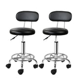Ottomans & Footstools: Artiss 2x Salon Stool Swivel Chair Backrest Black