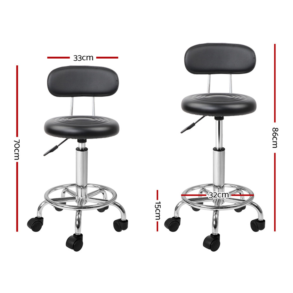 Ottomans & Footstools: Artiss 2x Salon Stool Swivel Chair Backrest Black