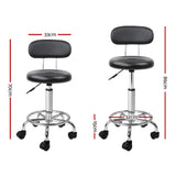 Ottomans & Footstools: Artiss 2x Salon Stool Swivel Chair Backrest Black