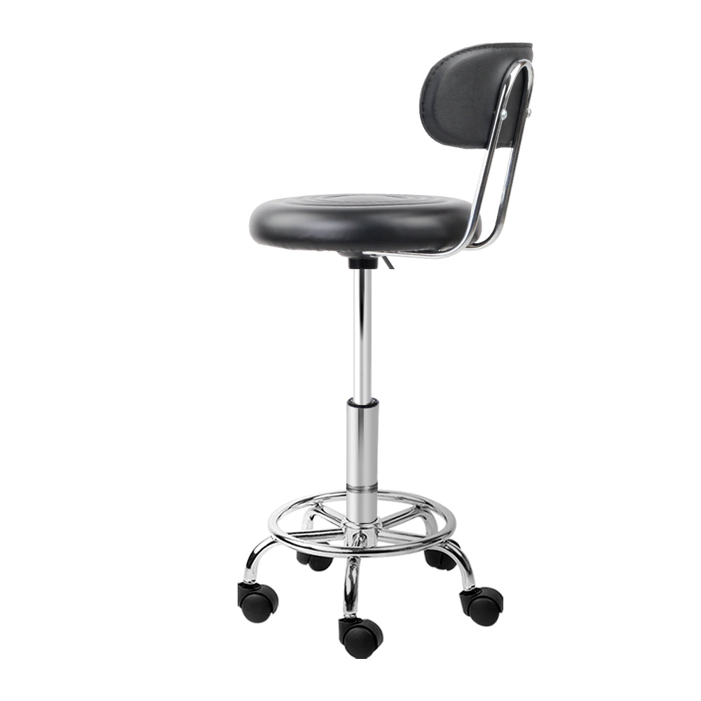 Ottomans & Footstools: Artiss 2x Salon Stool Swivel Chair Backrest Black