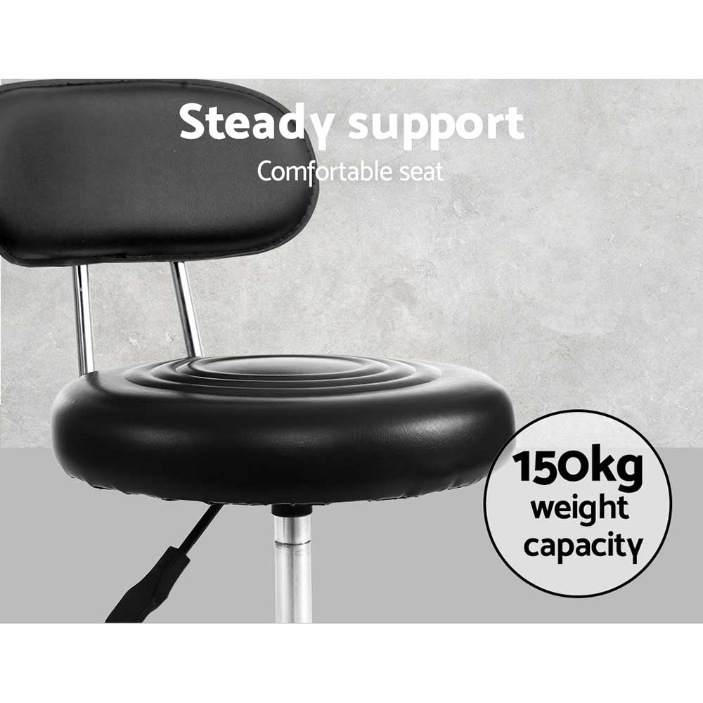 Ottomans & Footstools: Artiss 2x Salon Stool Swivel Chair Backrest Black