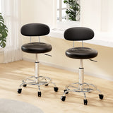 Ottomans & Footstools: Artiss 2x Salon Stool Swivel Chair Backrest Black