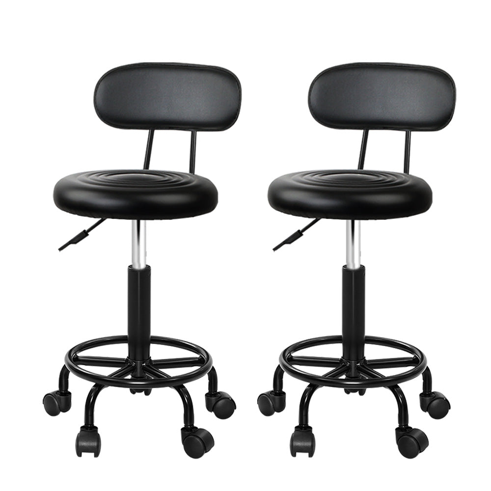 Ottomans & Footstools: Artiss 2x Salon Stool Swivel Chair Backrest