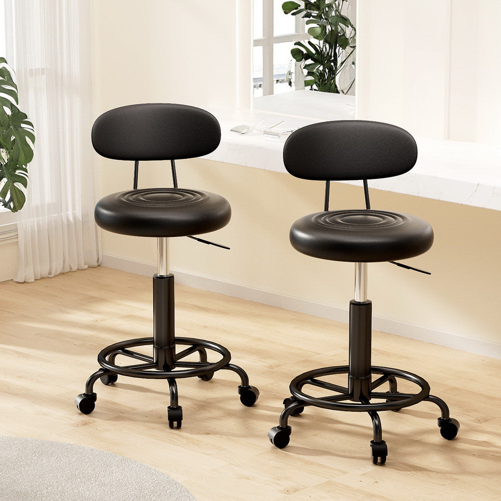 Ottomans & Footstools: Artiss 2x Salon Stool Swivel Chair Backrest