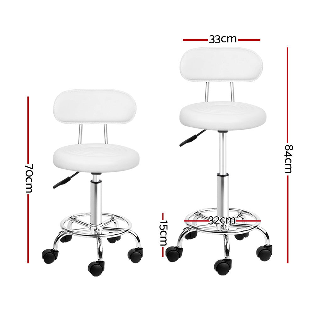 Ottomans & Footstools: Artiss Salon Stool Swivel Chair Backrest White