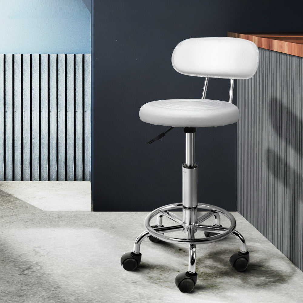 Ottomans & Footstools: Artiss Salon Stool Swivel Chair Backrest White