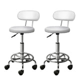 Ottomans & Footstools: Artiss 2x Salon Stool Swivel Chair Backrest White