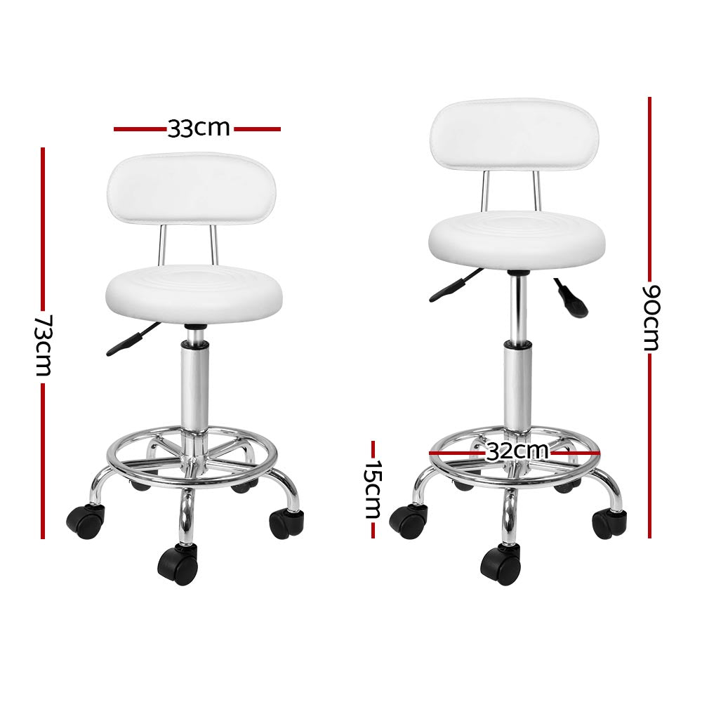 Ottomans & Footstools: Artiss 2x Salon Stool Swivel Chair Backrest White